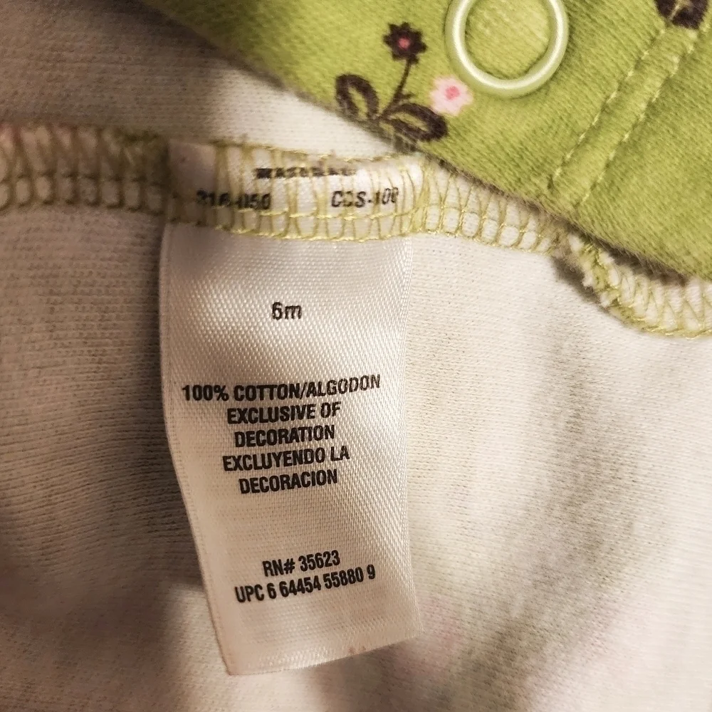 Carter's Super-Cute Avocado Green Floral Short Sleeve One Piece Infant 6 Months